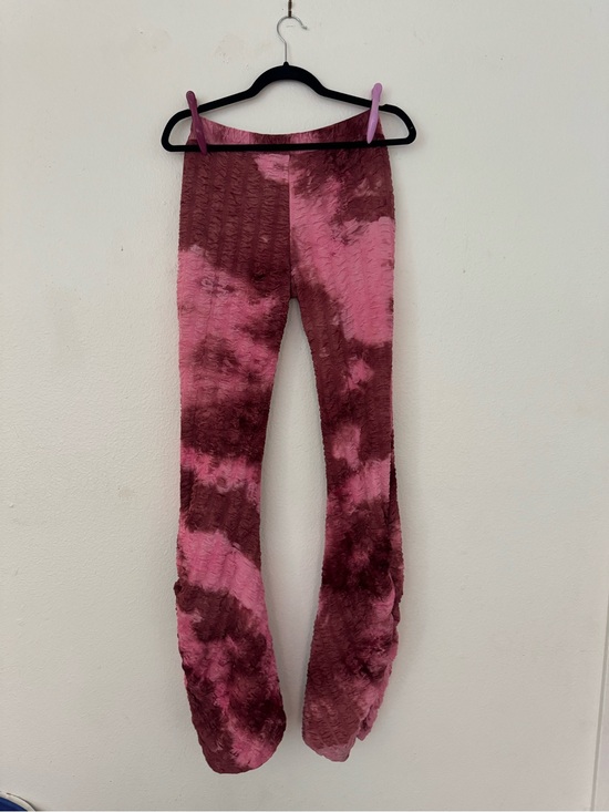PrettyLittleThing Pants - Red Tie Dye Flare Pants Y2K Matching Set